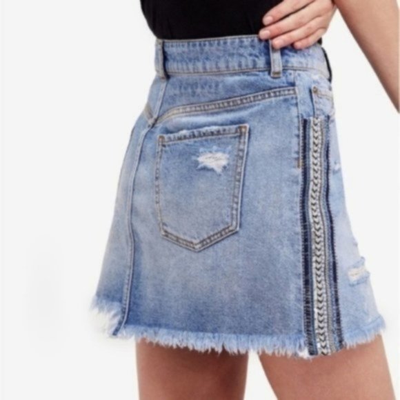 Free People Cotton Embellished Mini Skirt - Picture 2 of 2